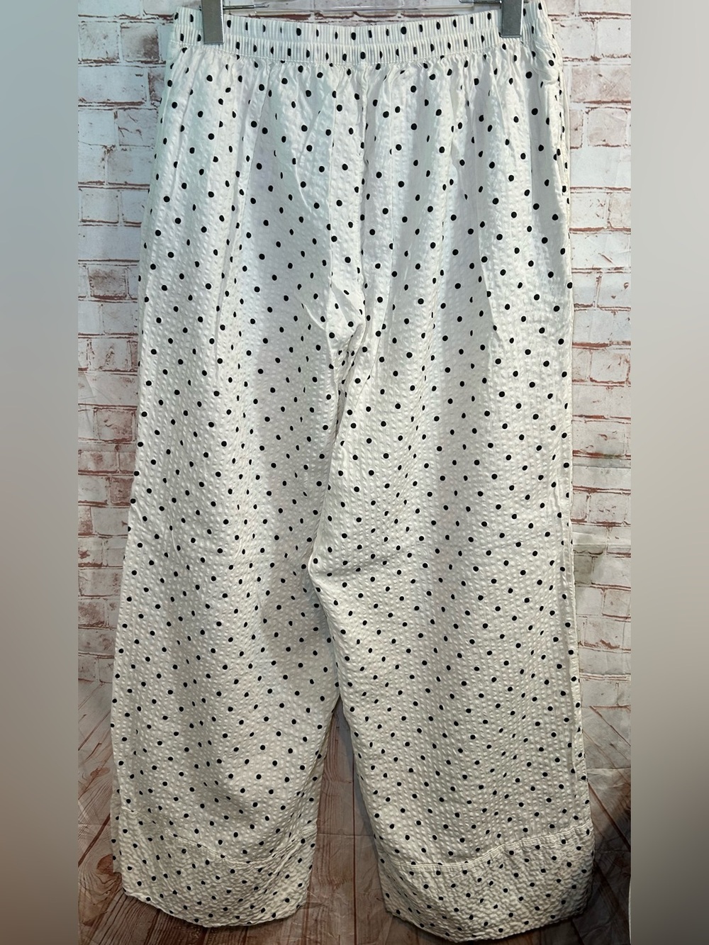 Aerie White Polka Dot Seersucker Wide Leg Lounge Pants Beachy Size Large - Picture 4 of 7